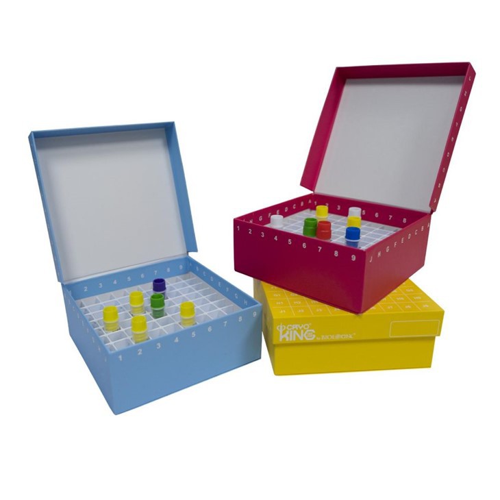 Biologix ID-Color™ Cardboard Freezer Boxes Cardboard Cryoboxes 81 100 Well 1 2 3.75 Inch